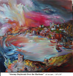 Stormy Daybreak Over the Harbour, Oil on Canvas